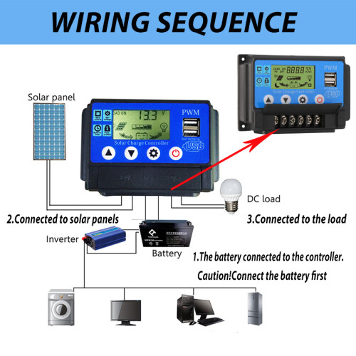 10 - 50A Zonne - energie Laadregelaar met LCD - display 2