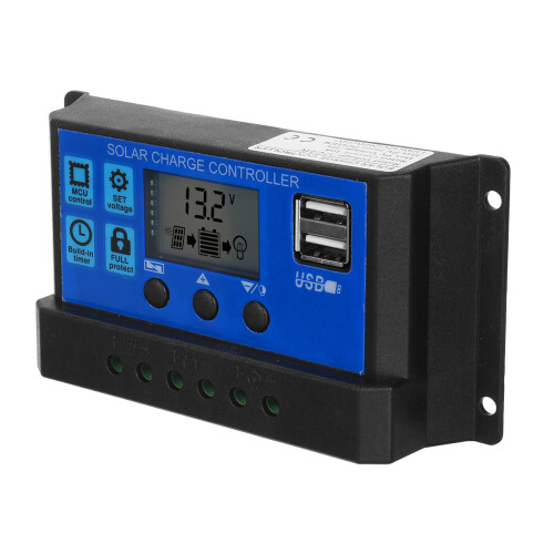 10/20/30A 12 V-24 V Solar Panel Batterie Regler Ladecontroller USB LCD Ladegerät 2
