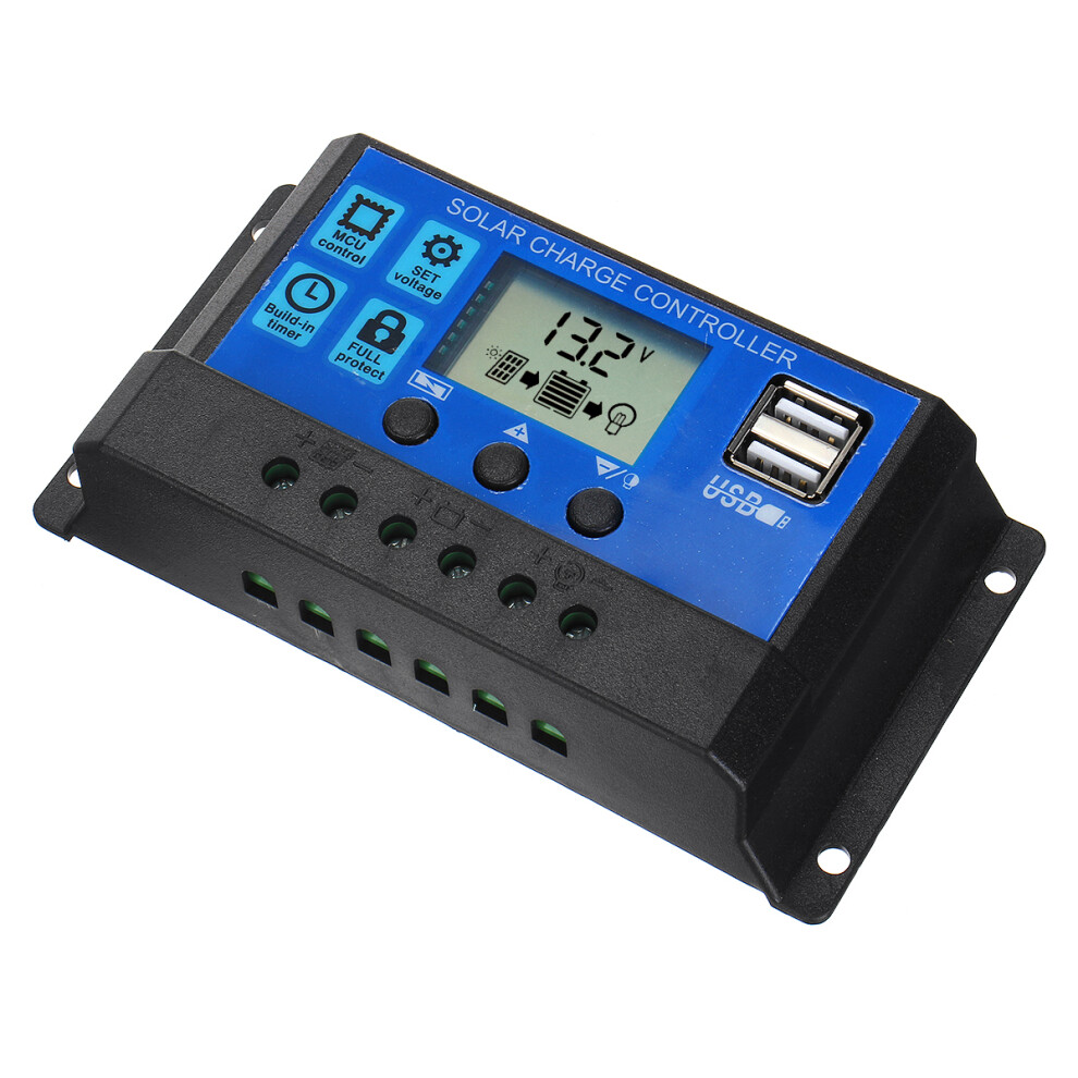 10/20/30A 12V-24V Solar Panel Battery Regulator Charge Controller Usb Lcd Charger 6901250977811