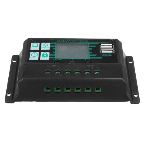 10A - 60A Amp Zonnepaneel Accu Regulator Laadcontroller 12/24V Auto Dubbele USB 1