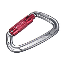 Clip a forma di D con bloccaggio automatico per arrampicata su roccia arboricoltura e soccorso.