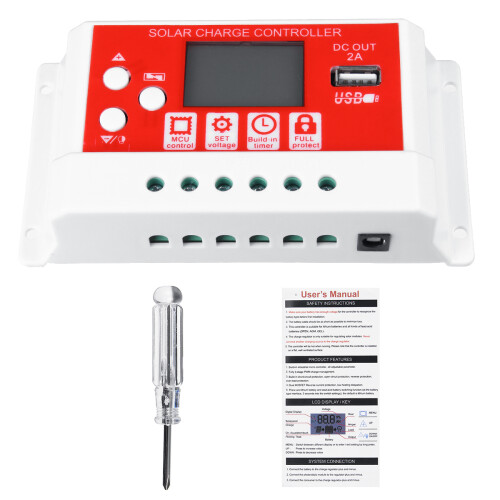 10/20/30A 12V/24V Auto Zonnecontroller LCD Display PWM Zonnepaneel Laadcontroller 1