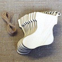 10 Stück leere Weihnachtsstrumpf Holzchip - Blatt Anhänger Ausstanzung Lasergravur Holz DIY