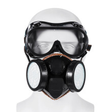 2 in 1 Gasmasker Dubbel Filter Anti Gas Chemisch Pesticide Ademhalingsmasker 300 Uur Gebruikt