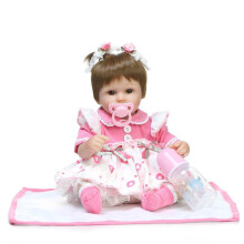 NPK Bambola Neonata Rinasci 42cm 16 Pollici Due Treccine Bambola in Silicone Morbido Fatta a Mano Bambola di Ragazza Realistica