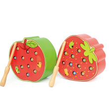 Giocattoli in wood per bambini Puzzle 3D Giocattoli educativi per la prima infanzia Gioco del cattura vermi Cognizione del color Fragola Mela m
