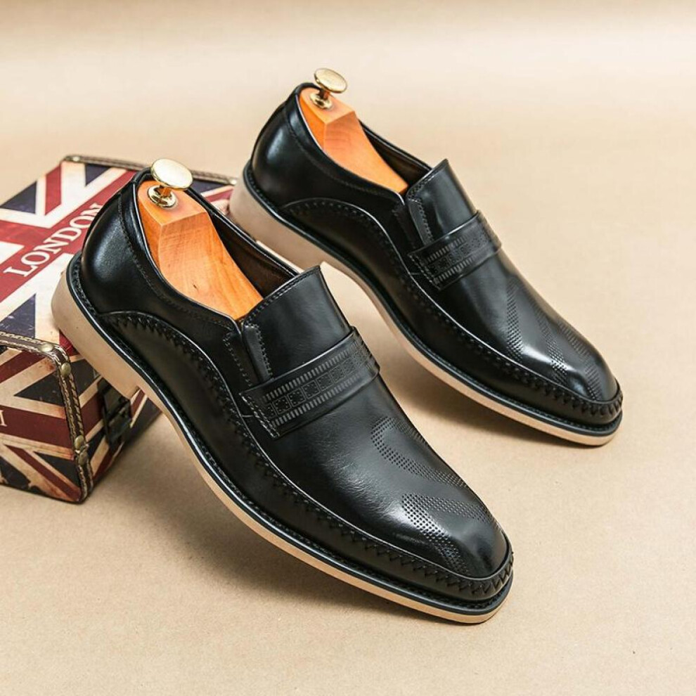 (black, 43) New Men&apos;s Classic Oxfords Business Casual Leather Shoes Driving Loafers Wedding Shoes Italian Style Mocassins