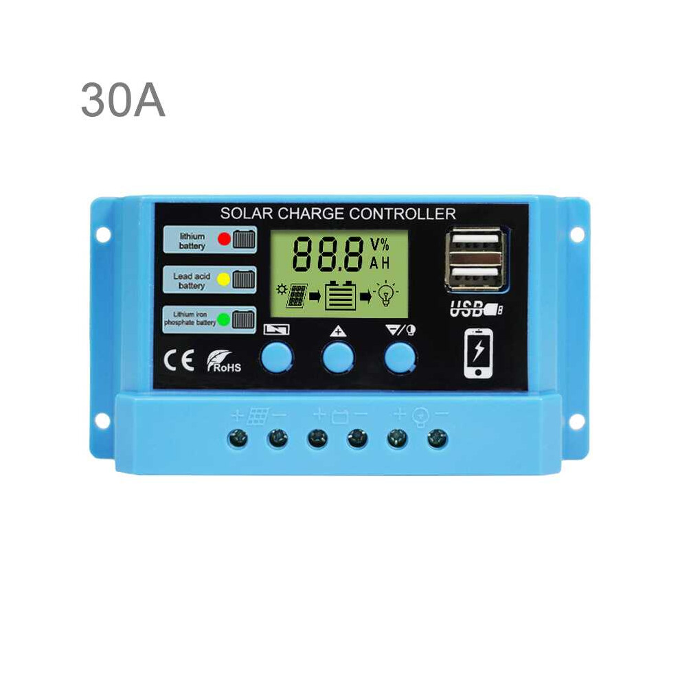30A Solar Charge Controller 12V / 24V Lithium Lead-Acid Battery Charge Discharge Pv Controller 766262130311