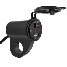 ZH-975B1 Motorcycle Aluminum Alloy Waterproof Mobile Phone Single USB Charger with Red Voltmeter