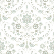 (Neutral) Britt Woodland Damask Vinyl Wallpaper Fine Decor