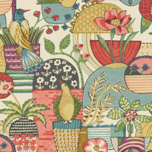 (Blue/Purple) Fika Blissful Birds Wallpaper Fine Decor