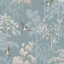 (Slate Blue) Japanese Garden Wallpaper World of Wallpaper