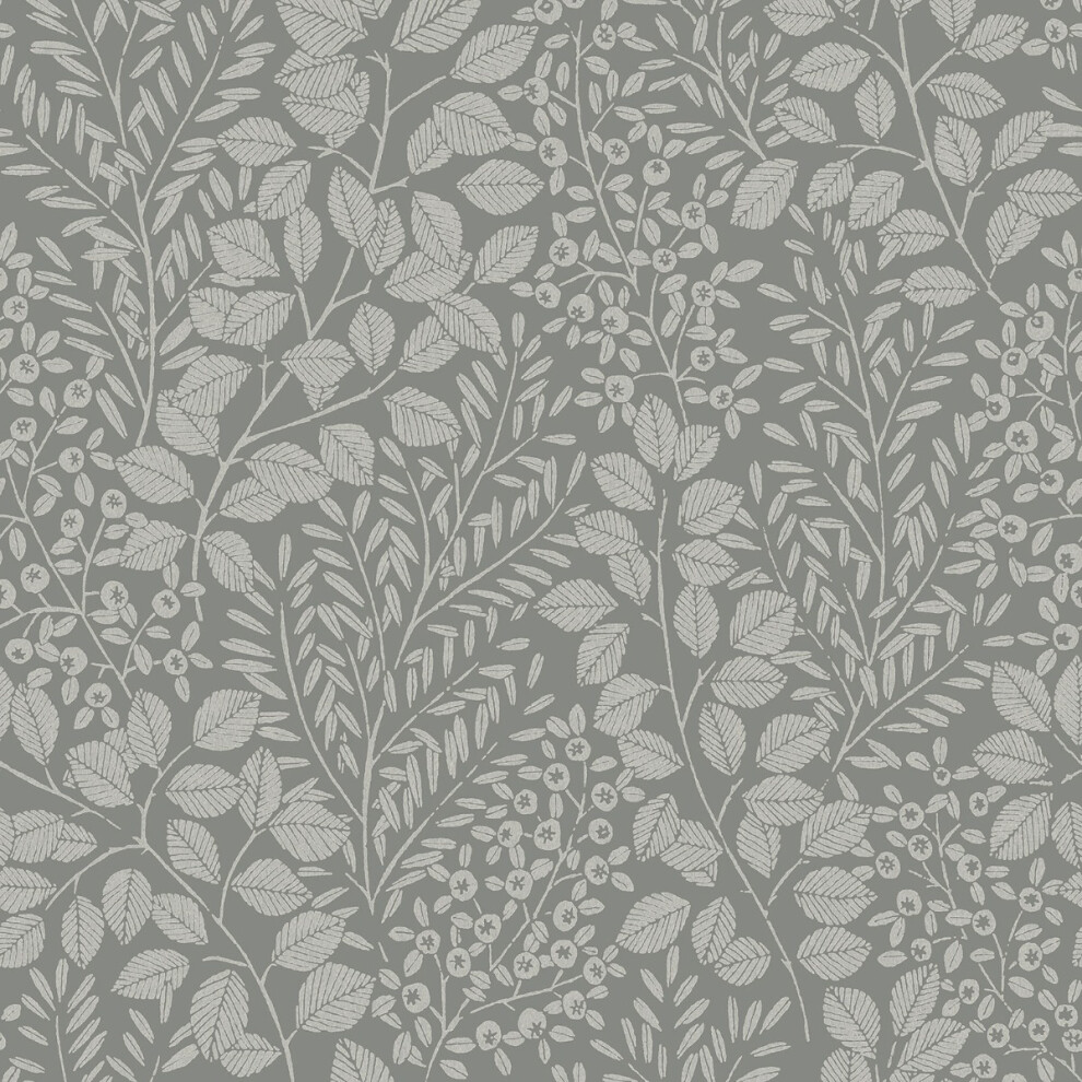 Fine Decor (Charcoal) Elin Botanical Vinyl Wallpaper