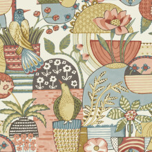 (Coral/Blue) Fika Blissful Birds Wallpaper Fine Decor
