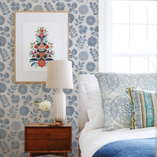 Fine Decor (Blue) Inge Floral Vinyl Wallpaper Fine Decor 2
