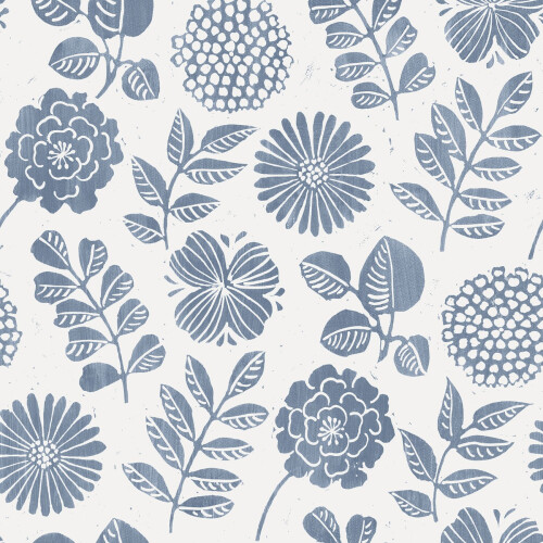 Fine Decor (Blue) Inge Floral Vinyl Wallpaper Fine Decor