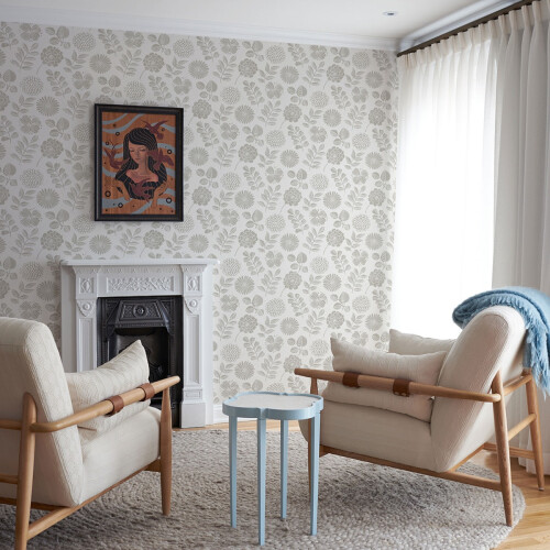 Fine Decor (Grey) Inge Floral Vinyl Wallpaper Fine Decor 1