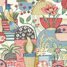 (Blue/Red) Fika Blissful Birds Wallpaper Fine Decor