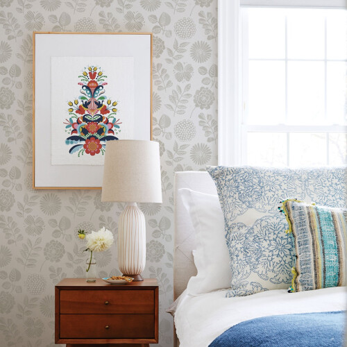 Fine Decor (Grey) Inge Floral Vinyl Wallpaper Fine Decor 2