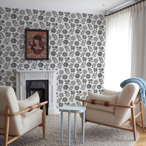 Fine Decor (Black) Inge Floral Vinyl Wallpaper Fine Decor 1