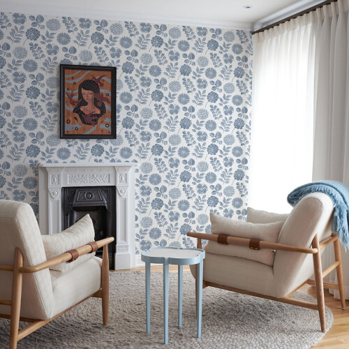 Fine Decor (Blue) Inge Floral Vinyl Wallpaper Fine Decor 1