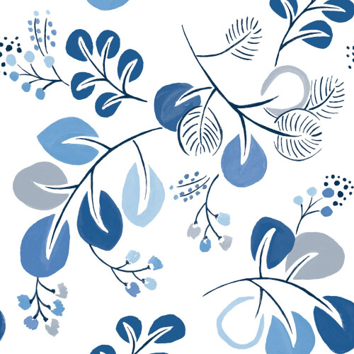 Fine Decor (Blue) Jonah Leaf Trail Wallpaper Fine Decor