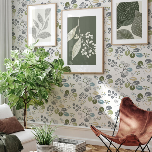 Fine Decor (Green/Blue) Jonah Leaf Trail Wallpaper Fine Decor 2
