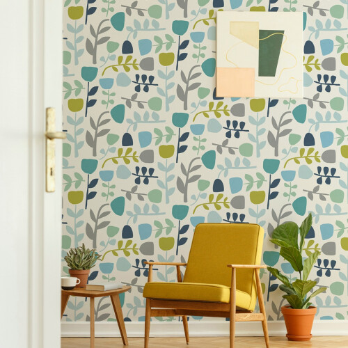 Fine Decor (Teal) Juni Tulip Wallpaper Fine Decor 1