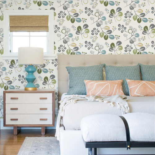 Fine Decor (Green/Blue) Jonah Leaf Trail Wallpaper Fine Decor 1