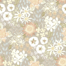 (Light Grey/Blue) Karina Wildflower Garden Vinyl Wallpaper Fine Decor