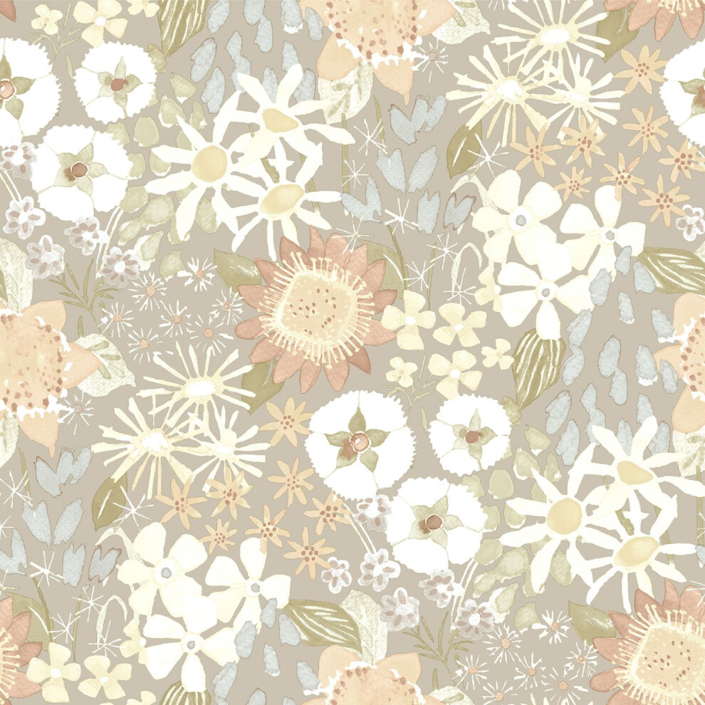 Photos - Wallpaper Fine Decor  Karina Wildflower Garden Vinyl  (Light Grey/Blue)