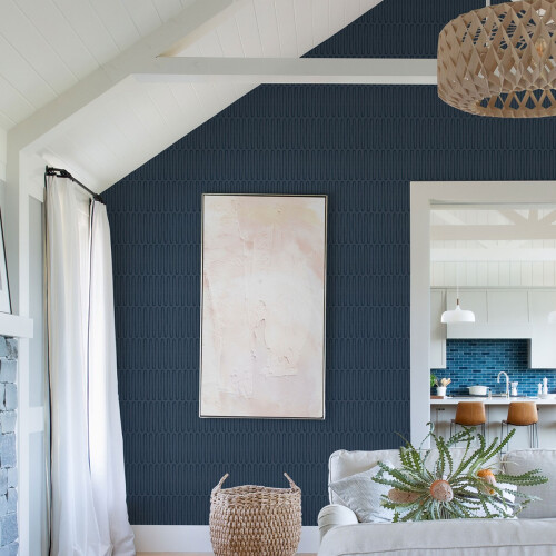 Fine Decor (Navy) Lars Retro Wave Vinyl Wallpaper Fine Decor 2