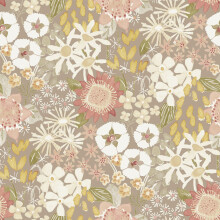 (Natural/Pink) Karina Wildflower Garden Vinyl Wallpaper Fine Decor