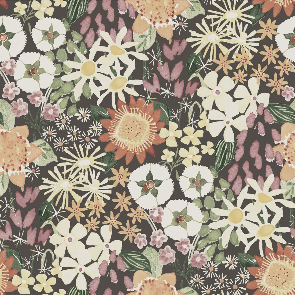 Fine Decor (Berry) Karina Wildflower Garden Vinyl Wallpaper