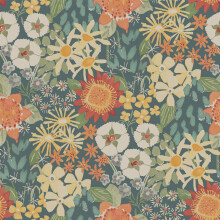 (Green) Karina Wildflower Garden Vinyl Wallpaper Fine Decor