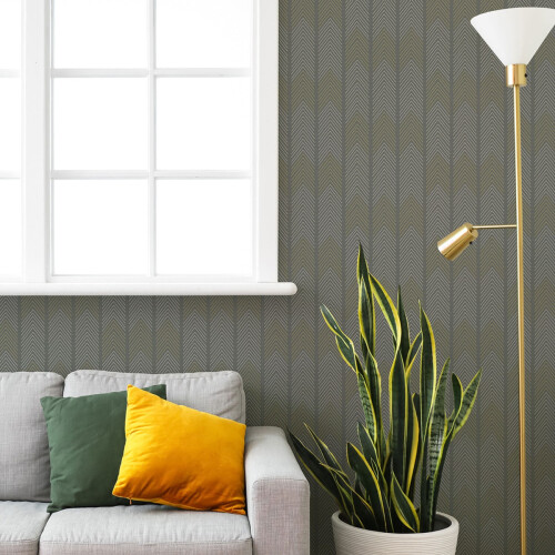 Fine Decor (Charcoal) Nyle Chevron Stripe Vinyl Wallpaper Fine Decor 2
