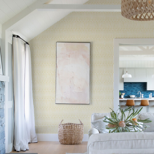 Fine Decor (Ochre) Lars Retro Wave Vinyl Wallpaper Fine Decor 2