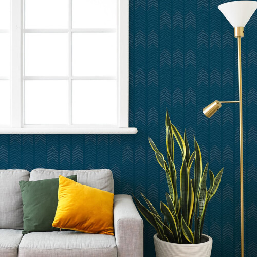 Fine Decor (Blue) Nyle Chevron Stripe Vinyl Wallpaper Fine Decor 2