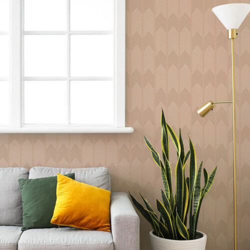 Fine Decor (Blush) Nyle Chevron Stripe Vinyl Wallpaper Fine Decor 2