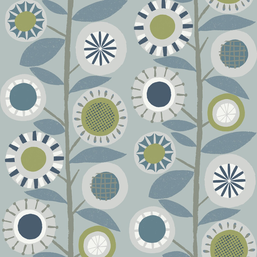Fine Decor (Blue) Sisu Floral Geometric Wallpaper