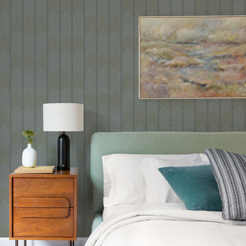 Fine Decor (Charcoal) Nyle Chevron Stripe Vinyl Wallpaper Fine Decor 1