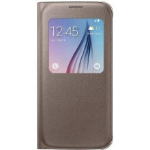 Genuine Samsung S VIEW Slim Case Cover for Samsung Galaxy S6 Leather Folio Gold