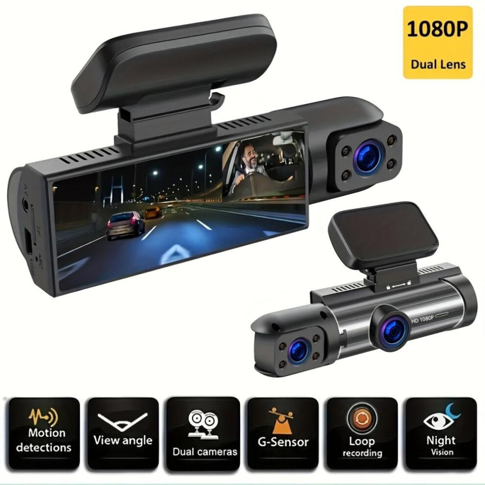 (as the picture) 1080P Dual camera,Dash Cam for cars,Front And Inside,car Camera with IR Night Vision,Loop Recording,wide Angle Car DVR Camera-image-OPC-PFVK7VG-NEW