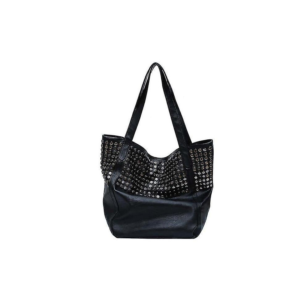 Handbags Rivet Grande Capacité Femmes Soft Casual Shopping Bag Lady Hobo Handbag Tote Travel Bag Black-image