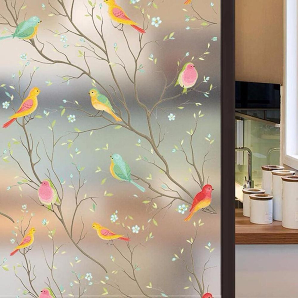 (Pure Frosted Bird) Privacy Casement Film Sticker Opaque Non-adhesive Pure Frosted Bird  Film