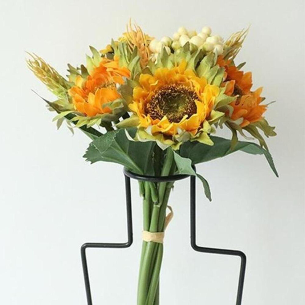 (yellow) 1 Bunch Artificial Flowers Sunflowers Hand Tied Bouquet Fake Flowers For Home Wedding Party Decoration
