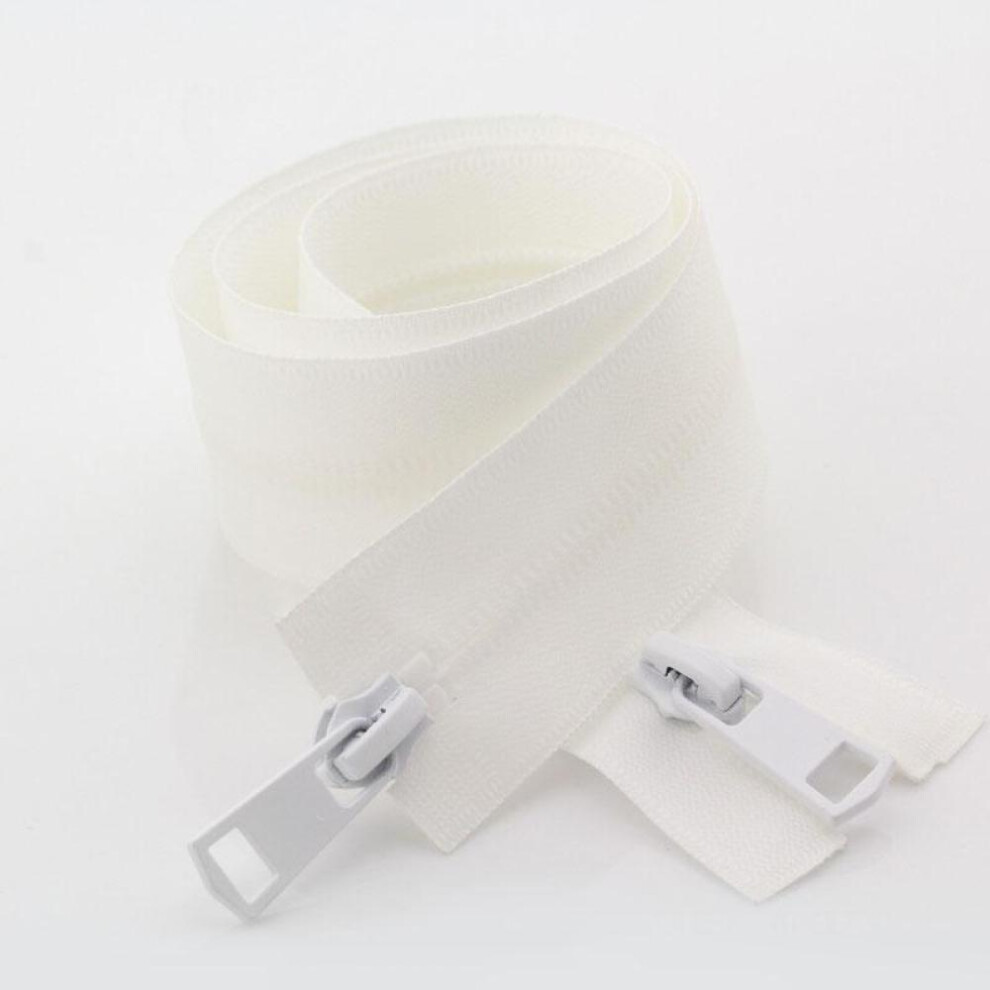 Zirunking (White, 120Cm) 5# Zipper Nylon Invisible Waterproof Zippers No.5 Double Head Open-End Zip Diy Outdoor Jacket Garment Sewing Accessories