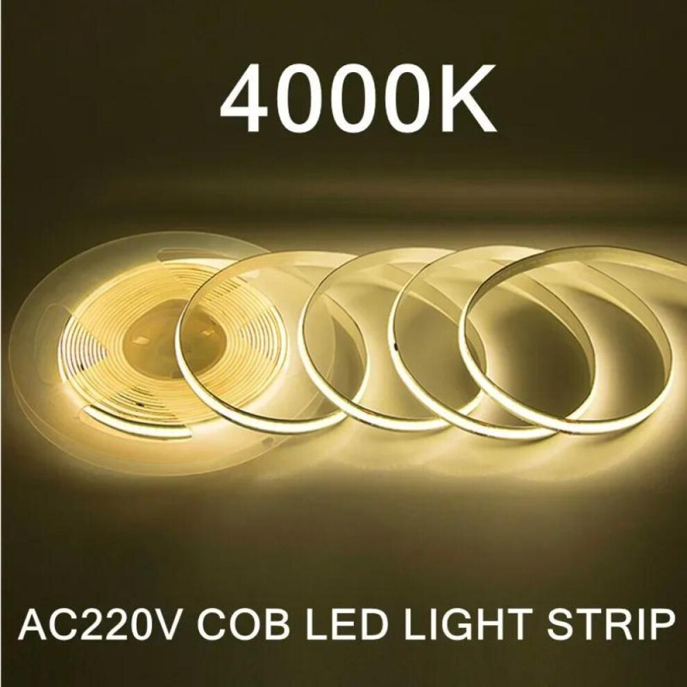 (white, 3M) 1-5m Cob Led Strip Light 220v 230v Ac 240led/m Flexible Tape Lights With Rectifier No Power Required Linear Lighting 2024 New