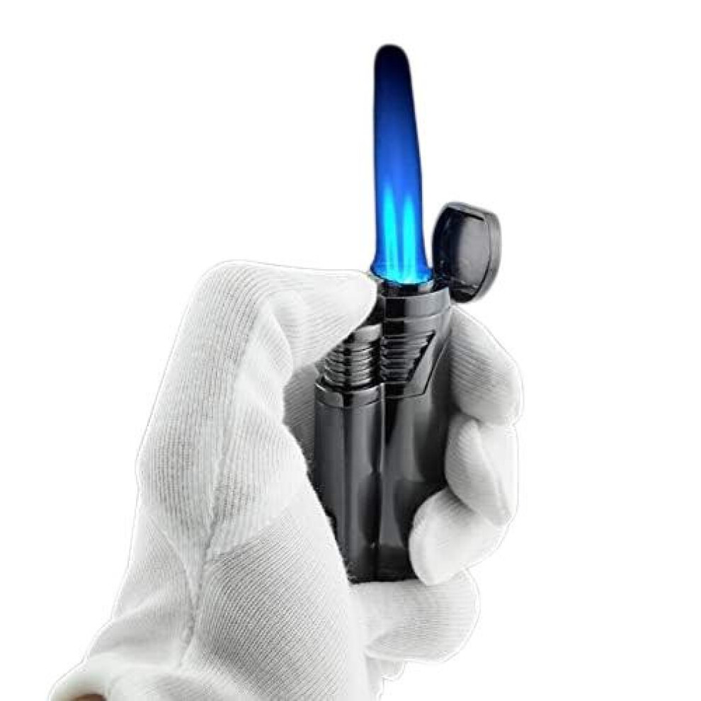 Yeuligo (Grey) Butane Torch With Punch Windproof Double Jet Lighters