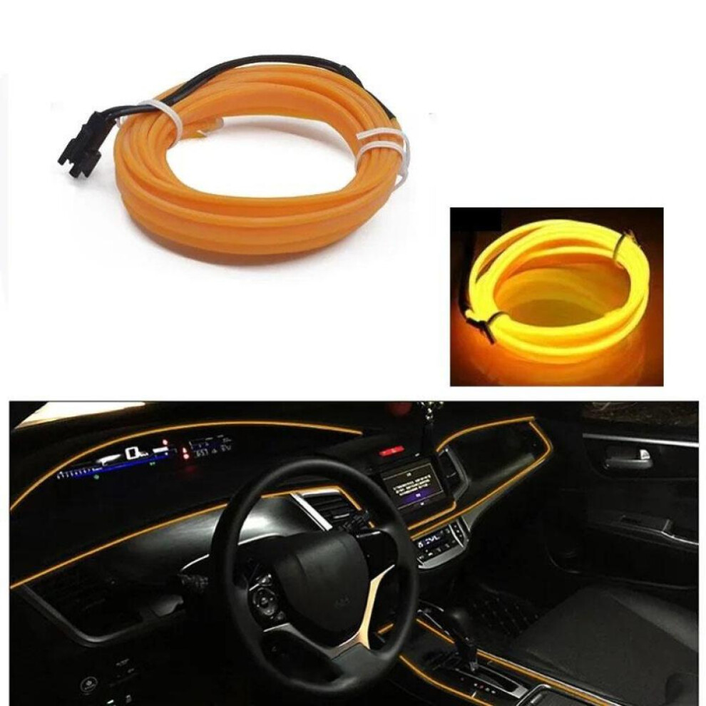 (yellow, 2M Car Socket drive) 1m/2m/3m/4m/5m Car Interior Lighting Led Strip Decoration Garland Wire Rope Tube Line Flexible Neon Light Usb Car Socket  Drive
